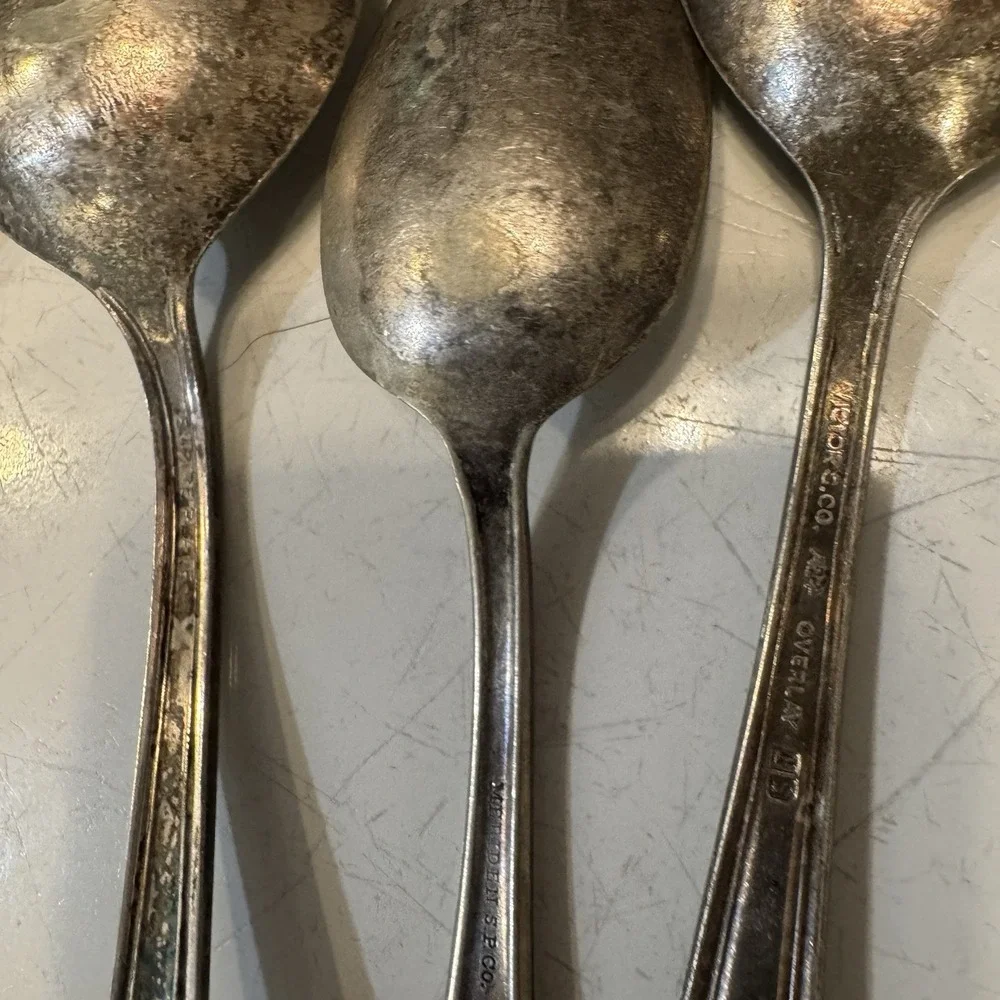 Antique Silverplate Silverware Mixed Flatware Lot 6 Pieces Spoons Forks Set Old‎